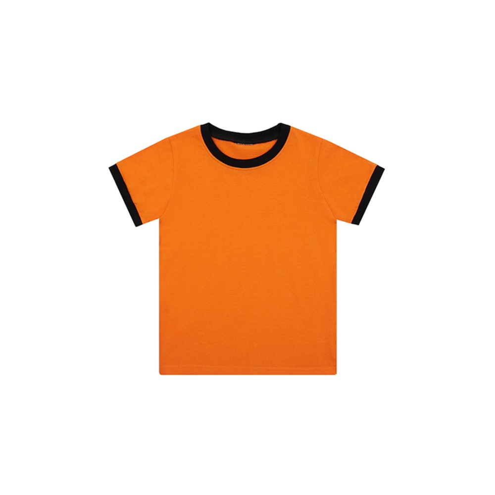 배색 반팔티셔츠 : 오렌지&amp;블랙