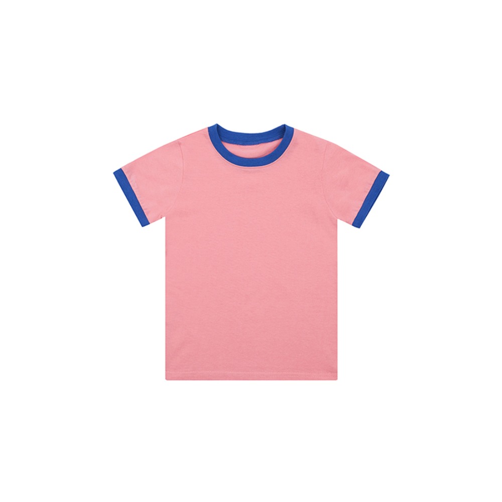 배색 반팔티셔츠 : 핑크&amp;딥 블루