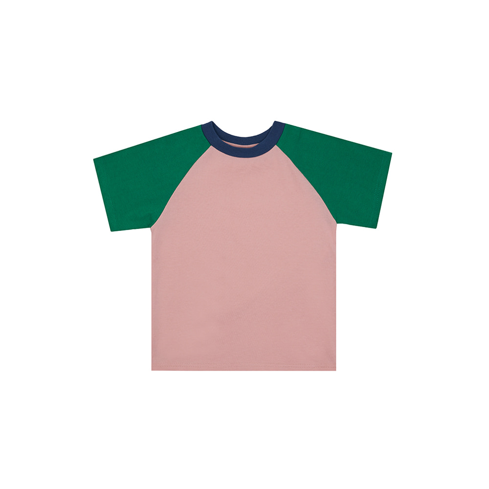 3배색 반팔티셔츠 : 인디핑크