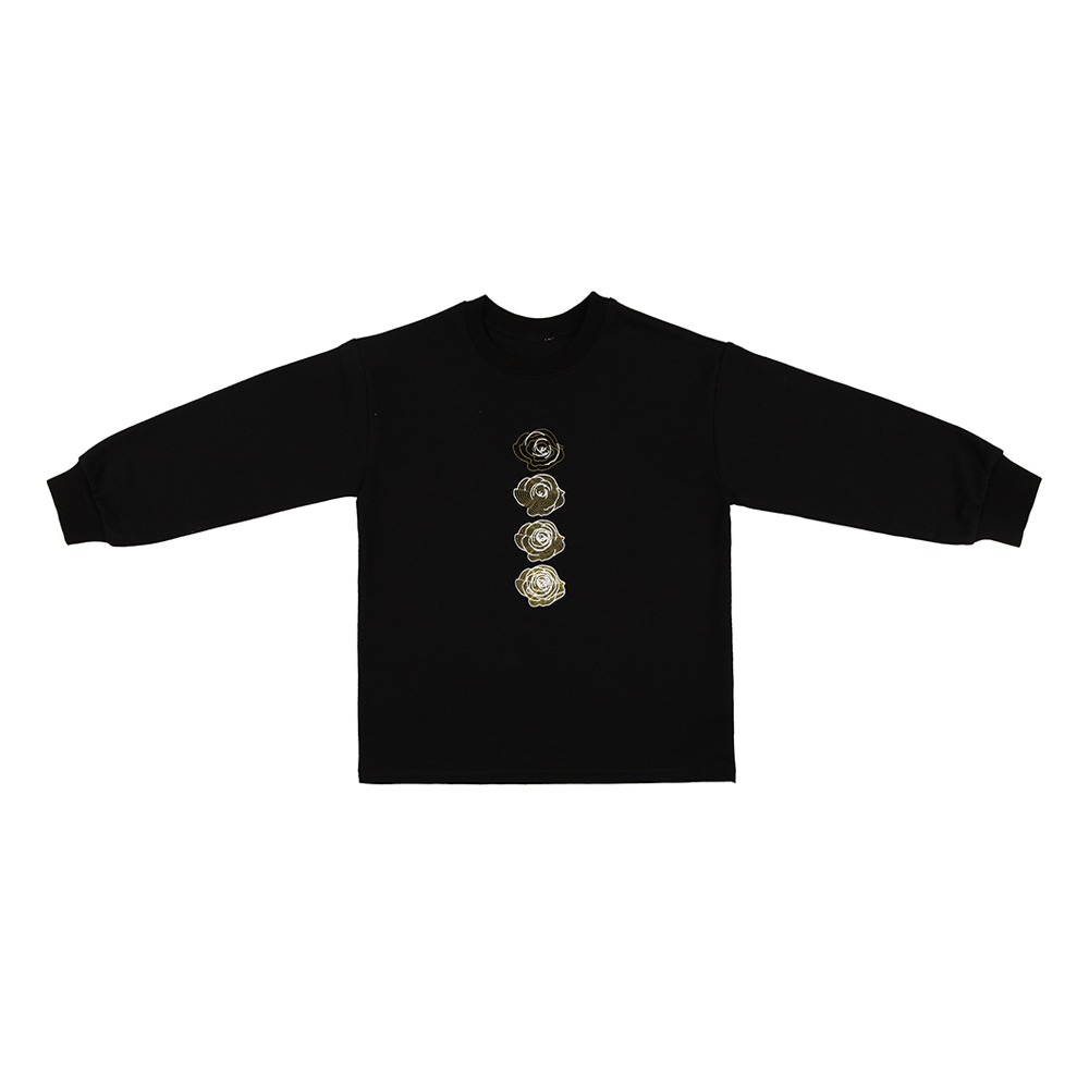 2차 리오더 [패밀리룩] &#039;장미&#039; 슬리브 티셔츠 : 블랙