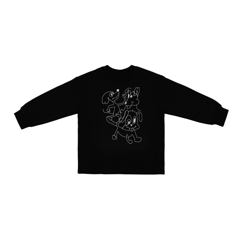 2차 리오더 [패밀리룩] &#039;강아지&#039; 슬리브 티셔츠 : 블랙